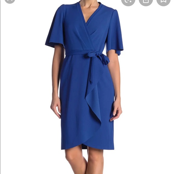 NWT Donna Morgan Ivory Faux Wrap Dress Sz 16 - Picture 8 of 10